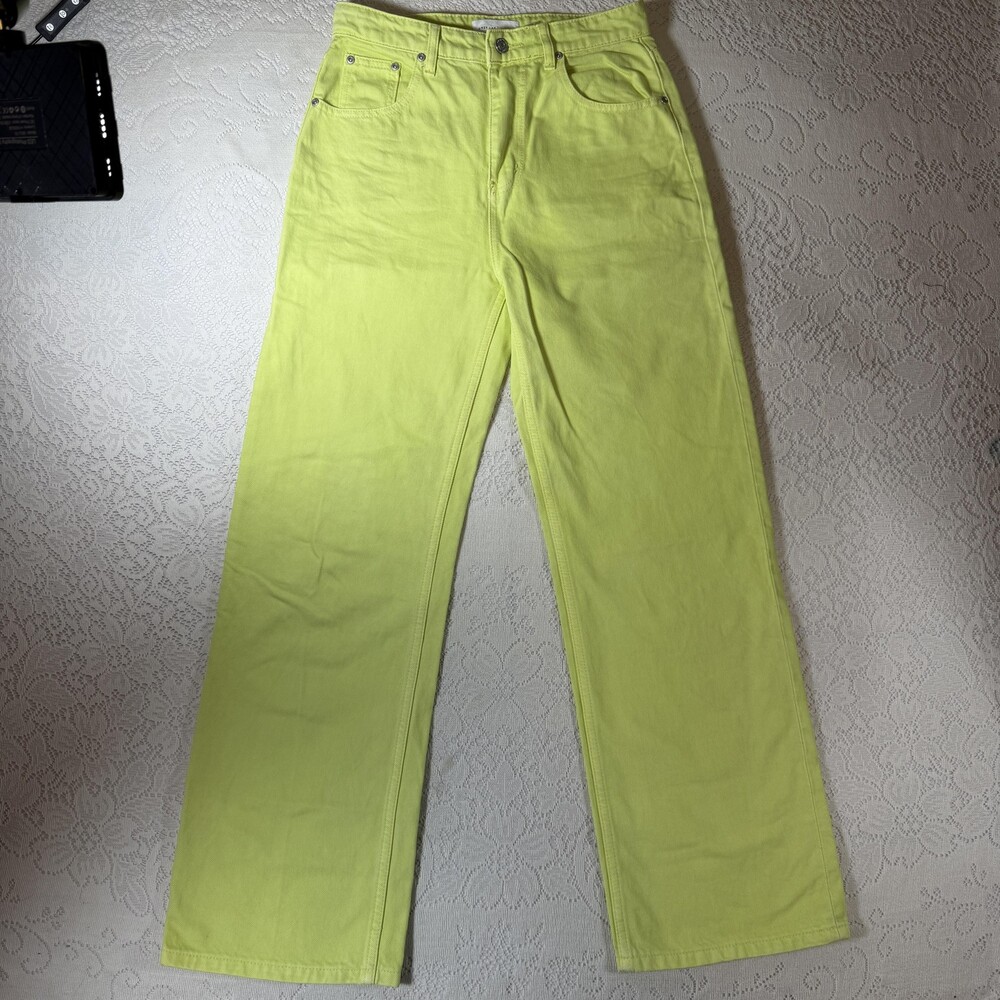 Grey Lab Jeans Womens M Light Green High Rise Straight Leg Cotton Denim Pants